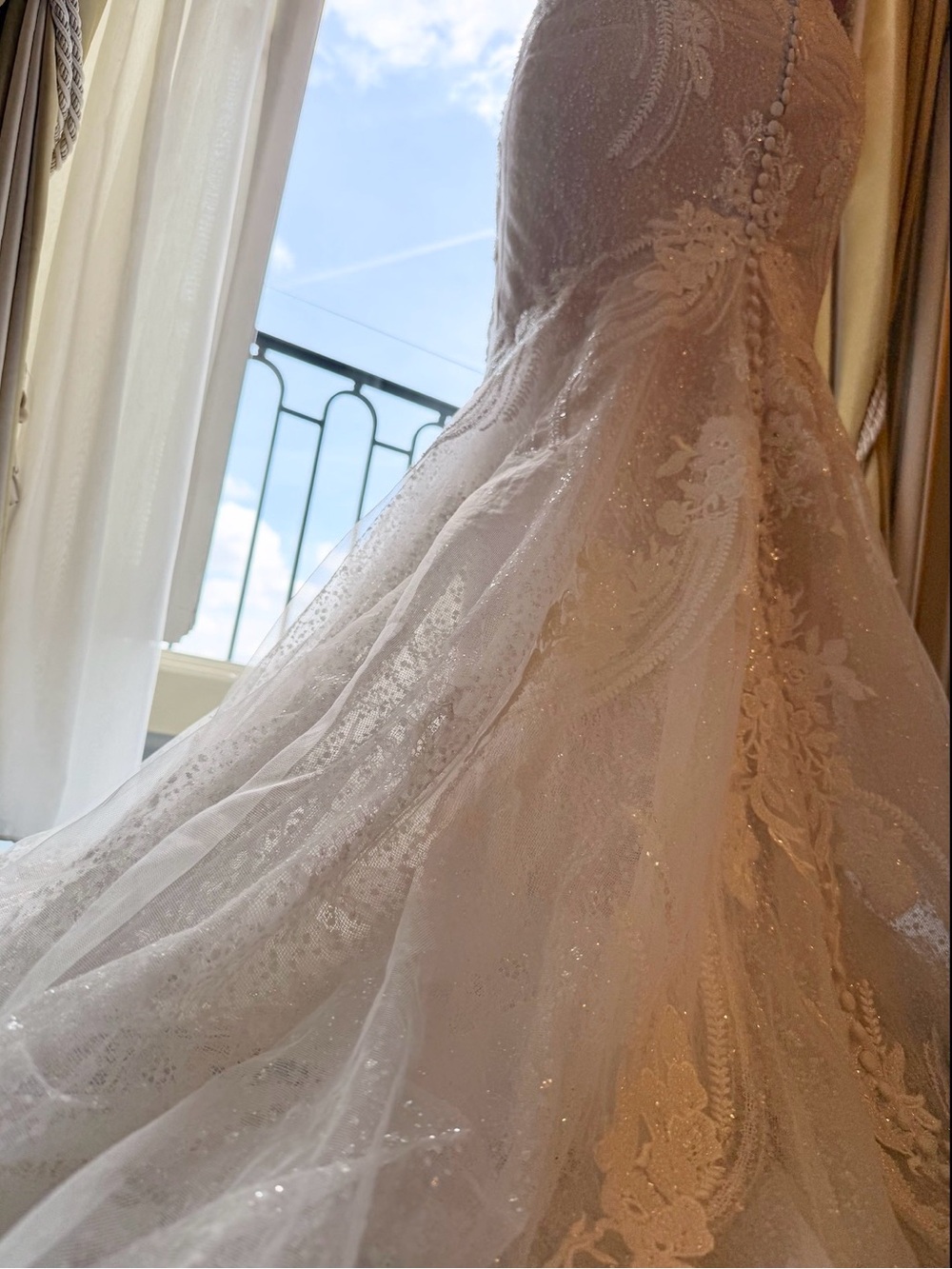 Martina Liana 1338 - Off-Shoulder Fully Beaded Lace Mermaid Wedding Dress Ivory - Picture 8 of 8